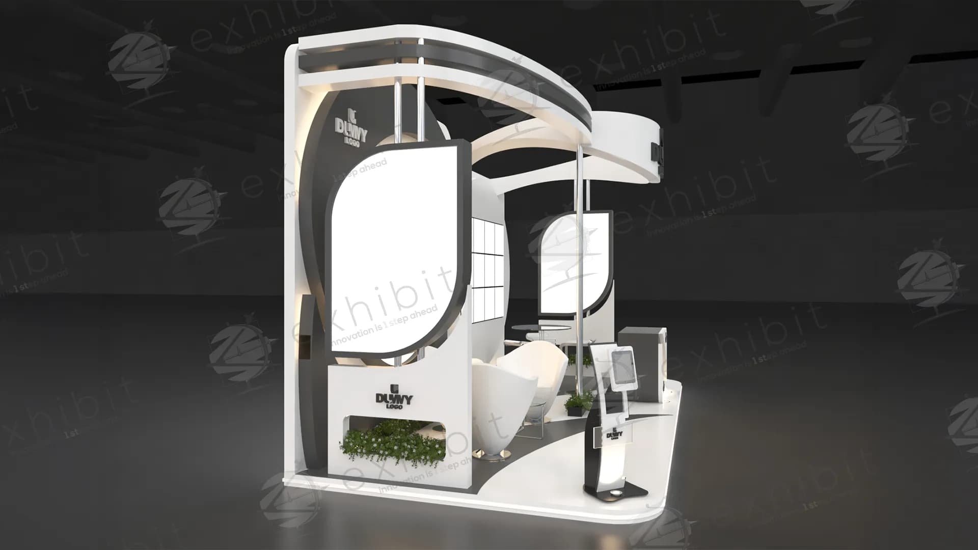 Carbon Petal Curved Semi-Island 3x6 Booth