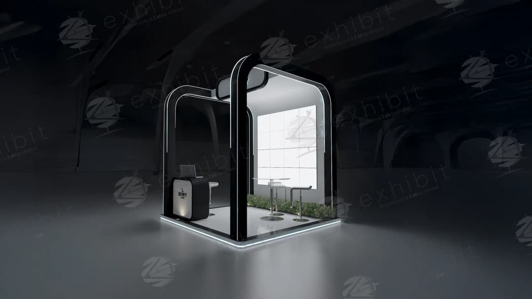 Midnight Glow Curved Semi-Island 3x3 Booth