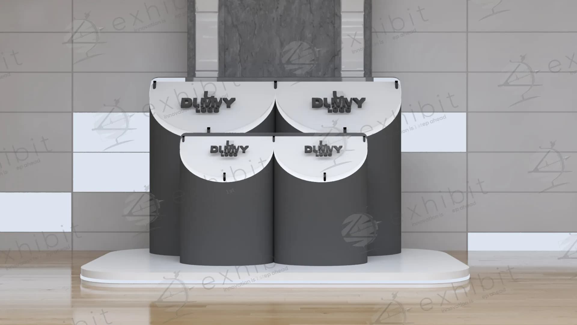 Multi-Cylinder Tiered Curved Foyer Display
