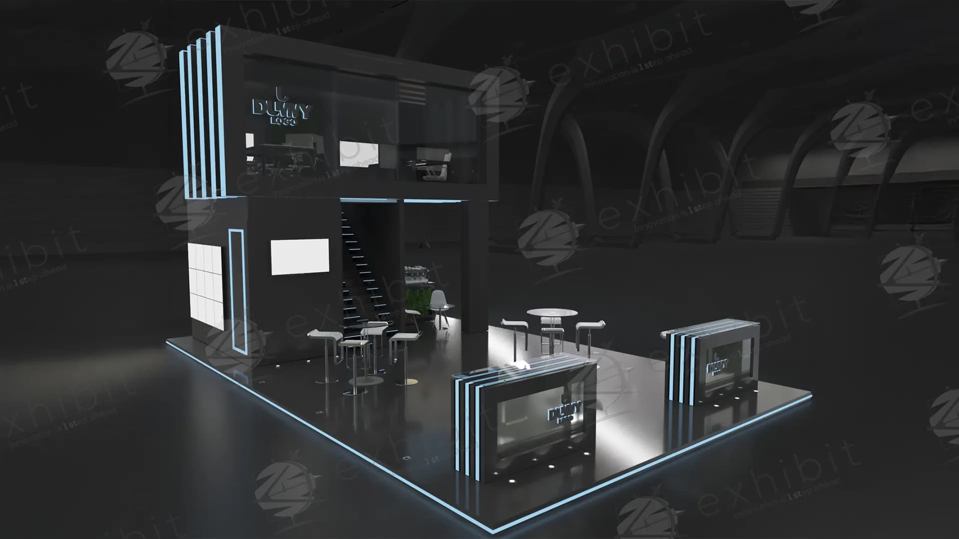 Linear Double Decker Semi-Island Booth