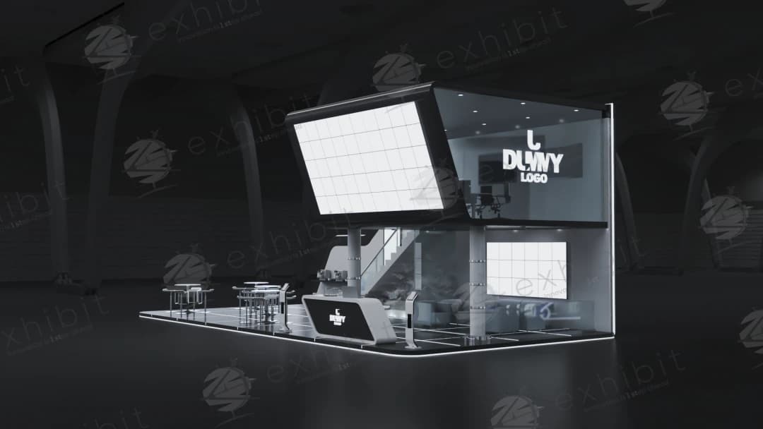 Shadow Grid Curved Semi-Island Double Decker Booth