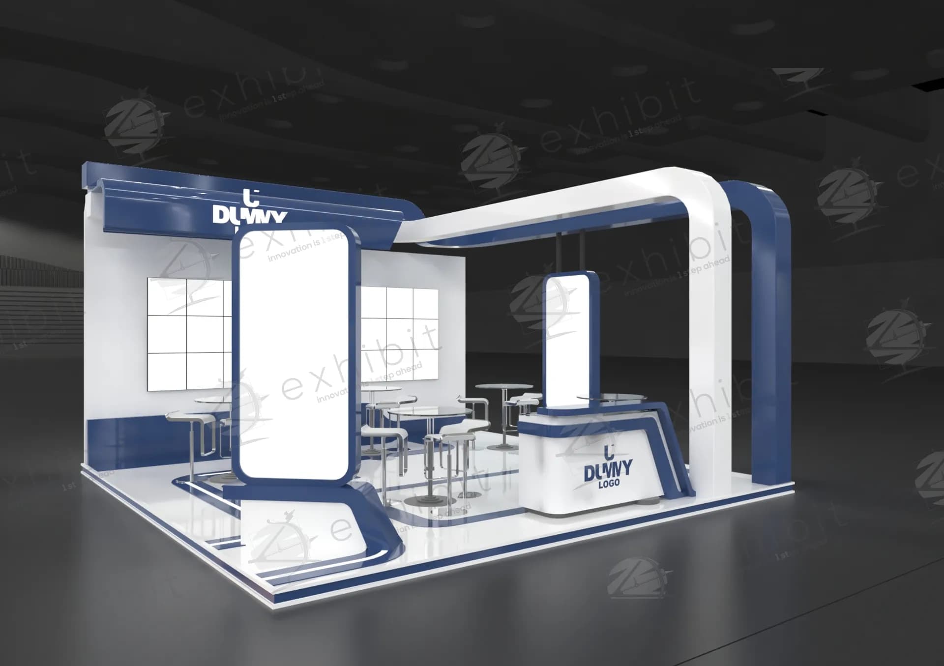 Streamline Arc Straight Semi-Island 6x6 Booth