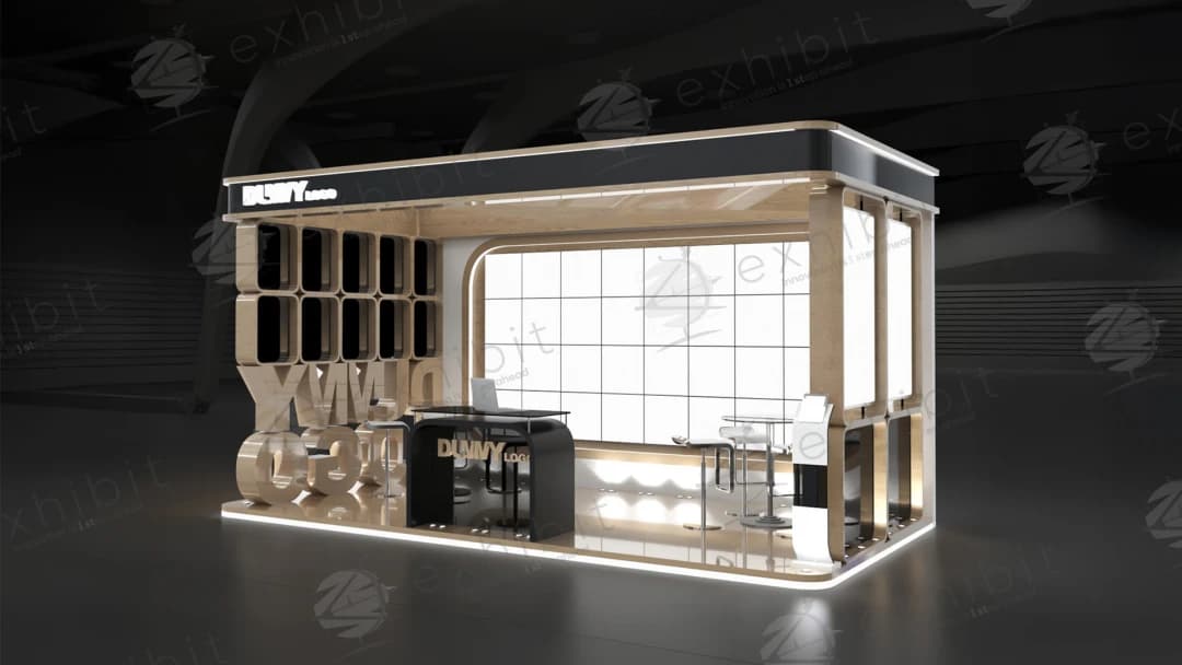 Cube Shelf Curved Semi-Island 3x6 Booth