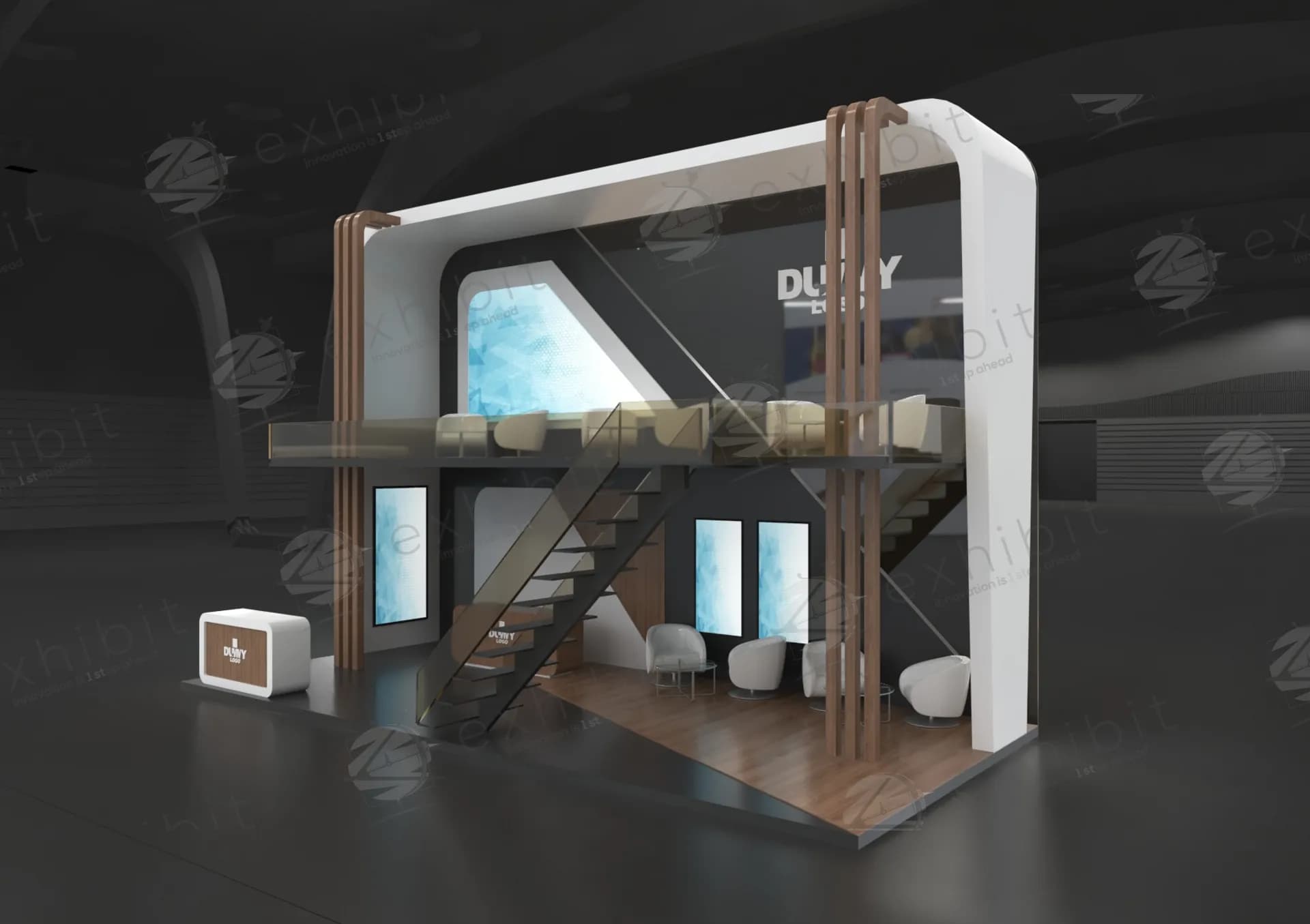 Pillar Tower Straight Double Decker Booth