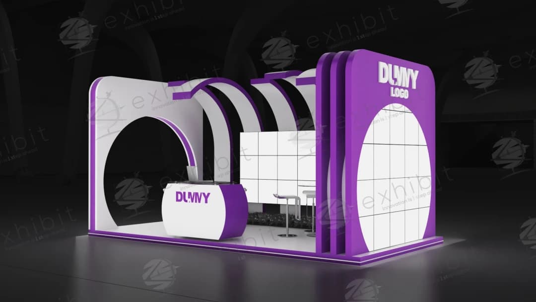 Violet Vortex Curved Semi-Island 3x6 Booth