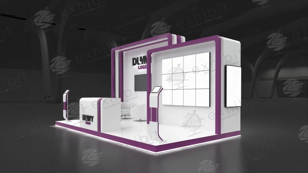 Linear Plum Curved Semi-Island 3x6 Booth