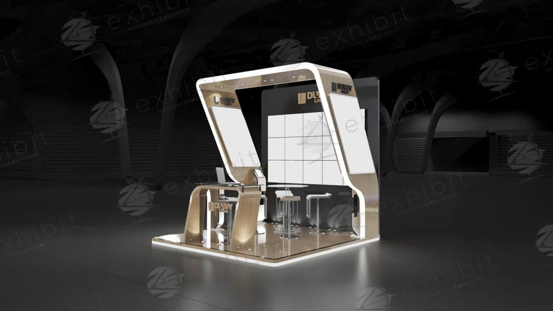 Gleam Timber Curved Semi-Island 3x3 Booth