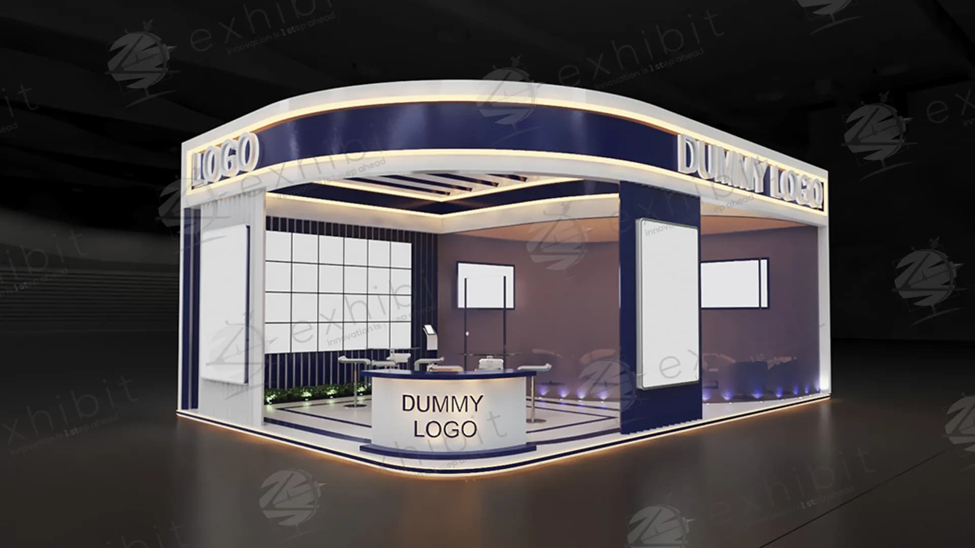 Panoramic Corner Straight Semi-Island 6x9 Booth
