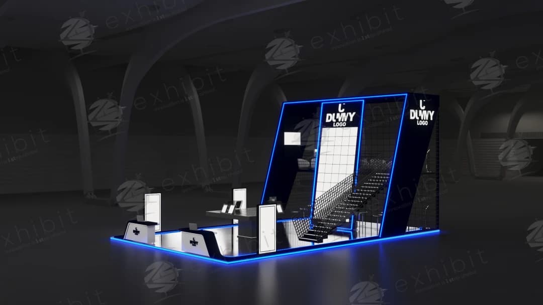 Cyber Apex Straight Semi-Island Double Decker Booth