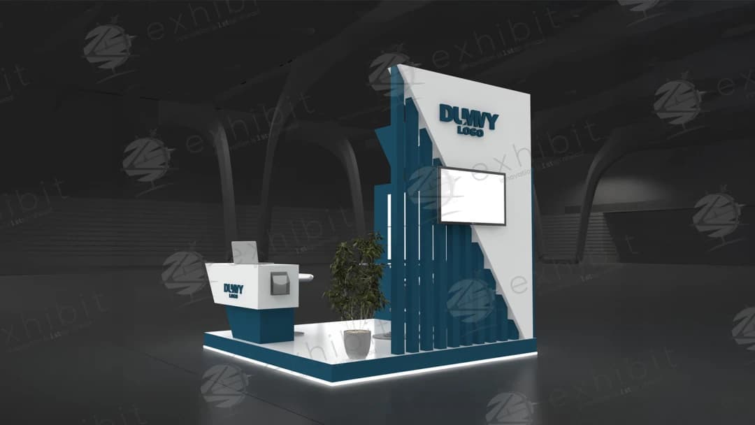 Azure Shard Straight Semi-Island 3x3 Booth