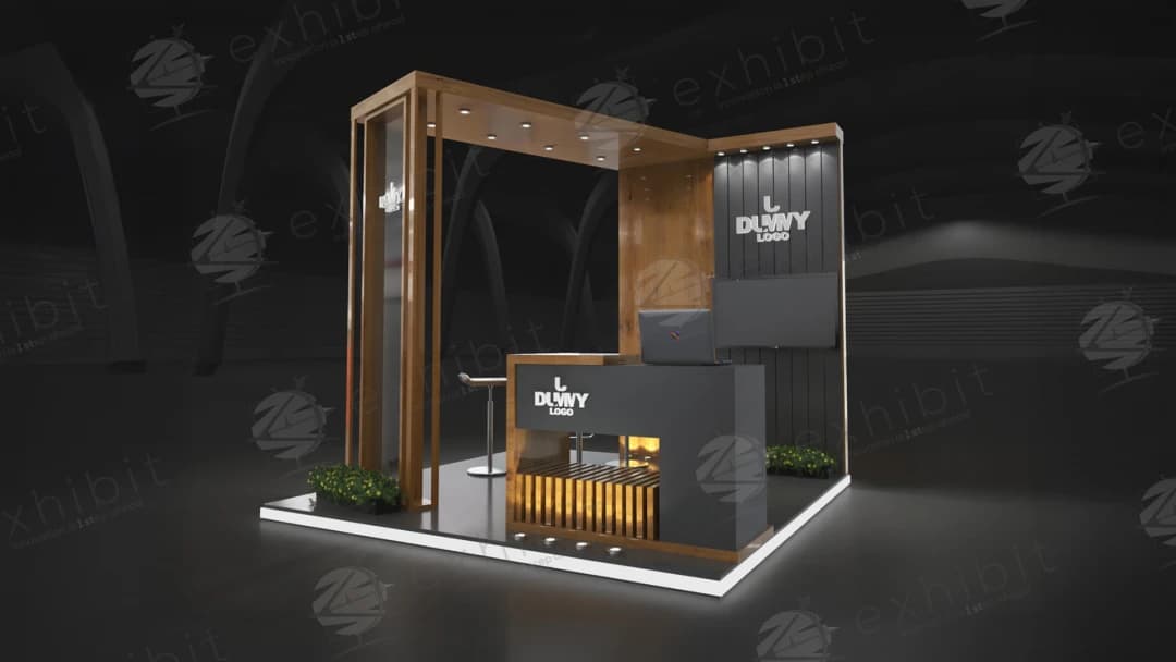 Noir Beam Straight Semi-Island 3x3 Booth