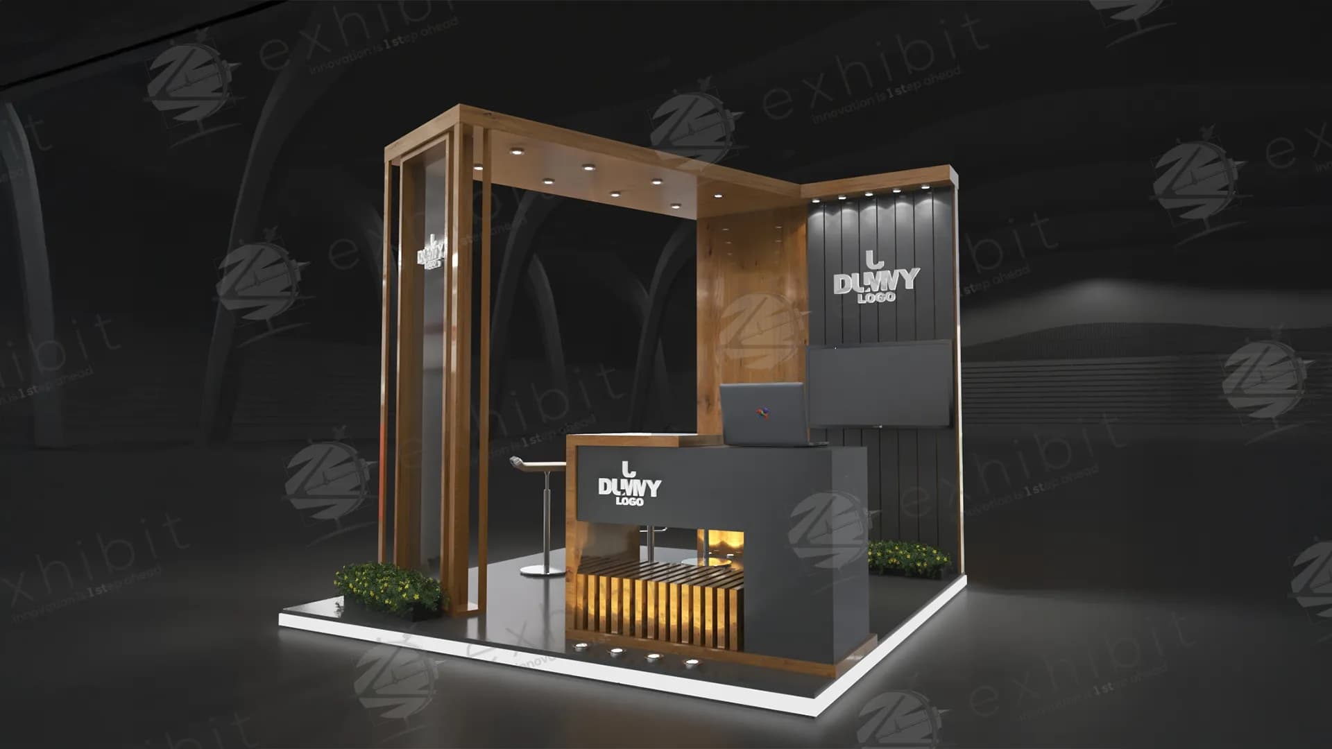 Noir Beam Straight Semi-Island 3x3 Booth