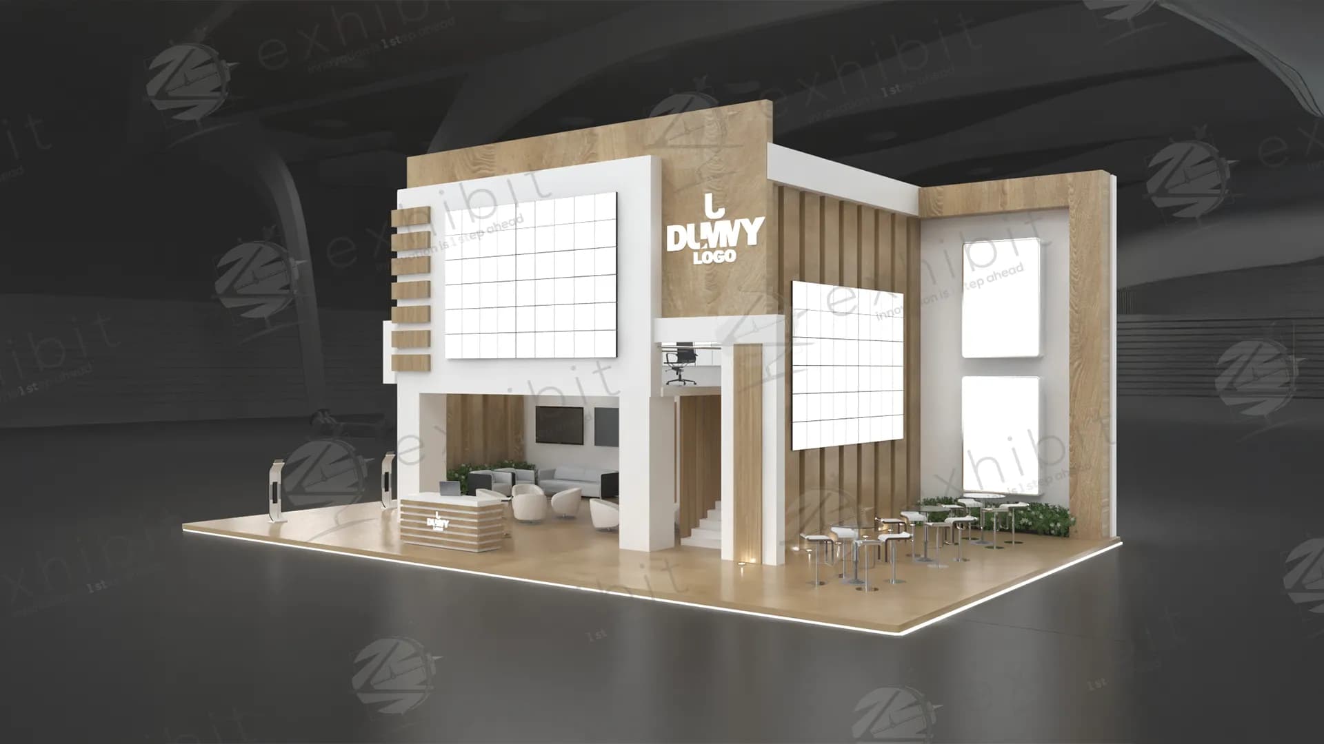 Wood Frame Deck Straight Island Double Decker Booth