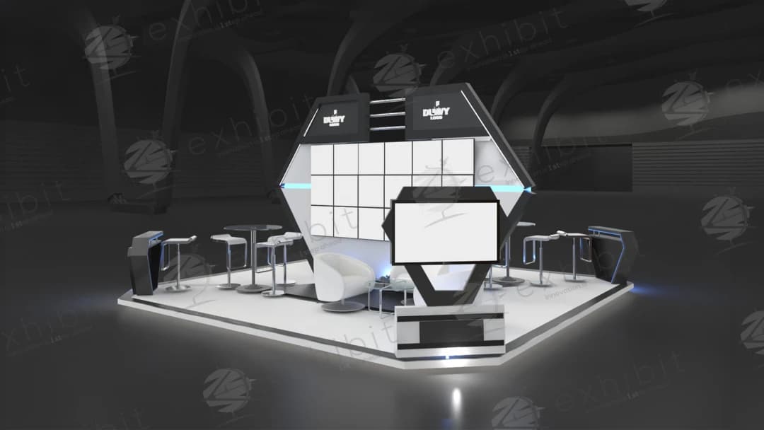 Cyber Hexagonal Straight Semi-Island 6x6 Booth