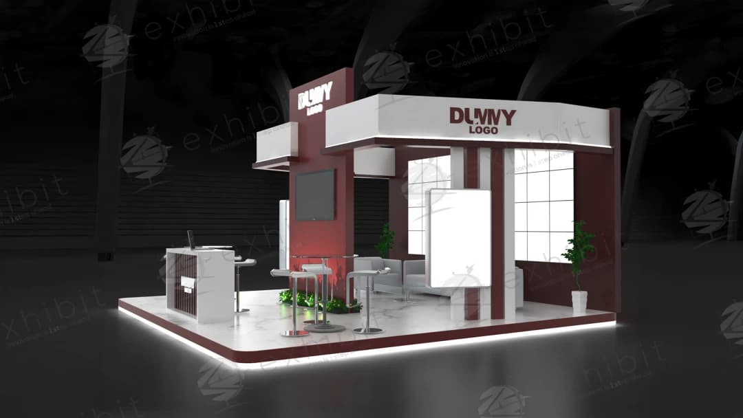 Garnet Pillar Straight Semi-Island 6x6 Booth