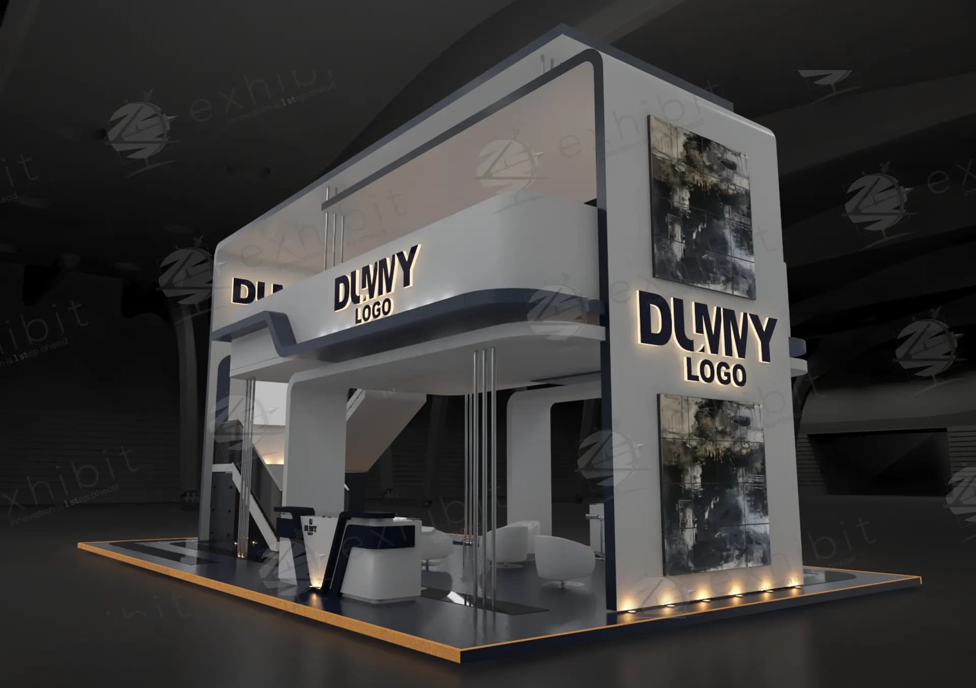 Compacted Fascia Straight Island Double Decker Booth