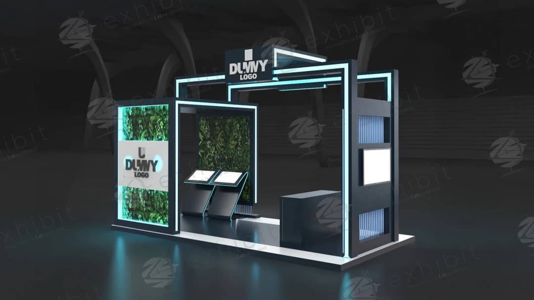 Azure Eco Straight Semi-Island 3x6 Booth