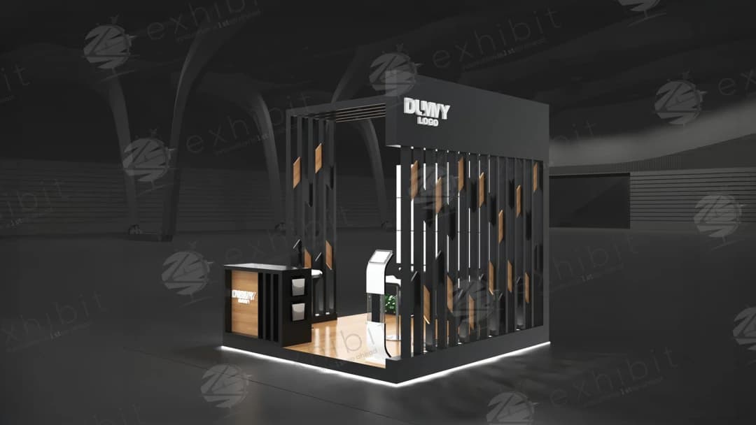 Ebony Lattice Straight Semi-Island 3x3 Booth