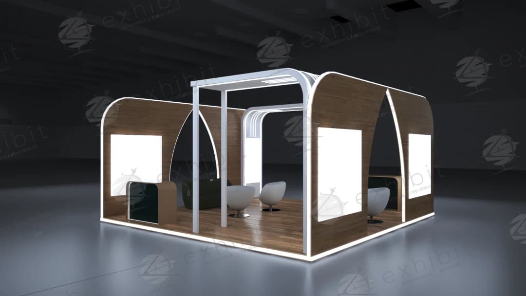 Lancet Timber Curved Island 6x6 Booth