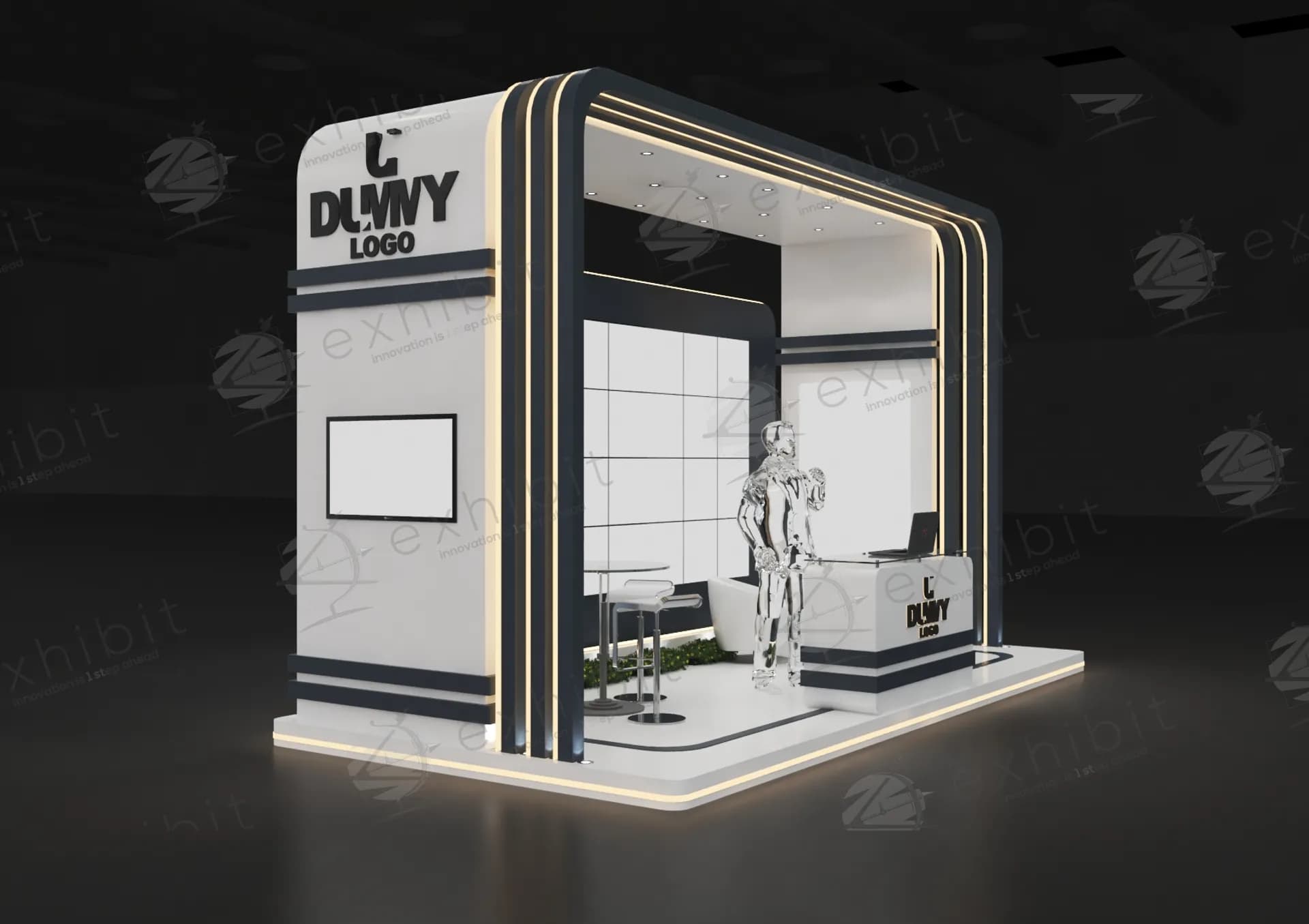 Glow Straight Semi-Island 3x6 Booth
