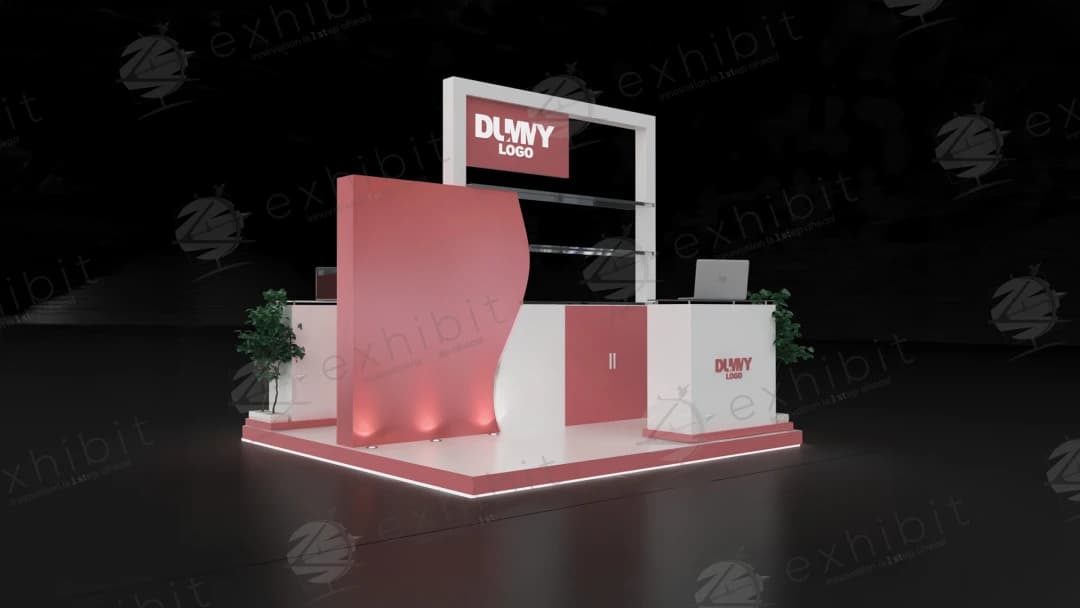 Coral Frame Straight Semi-Island 3x3 Booth