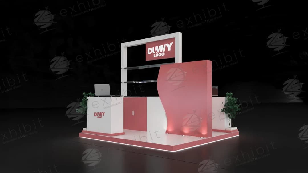 Coral Frame Straight Island 3x3 Booth