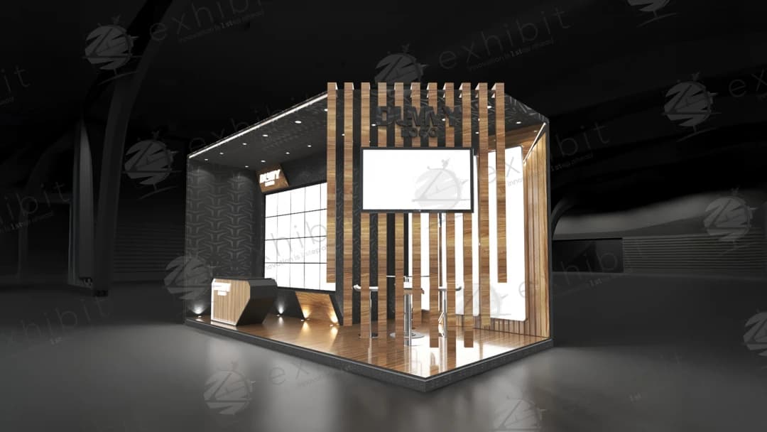 Urban Walnut Straight Semi-Island 3x6 Booth