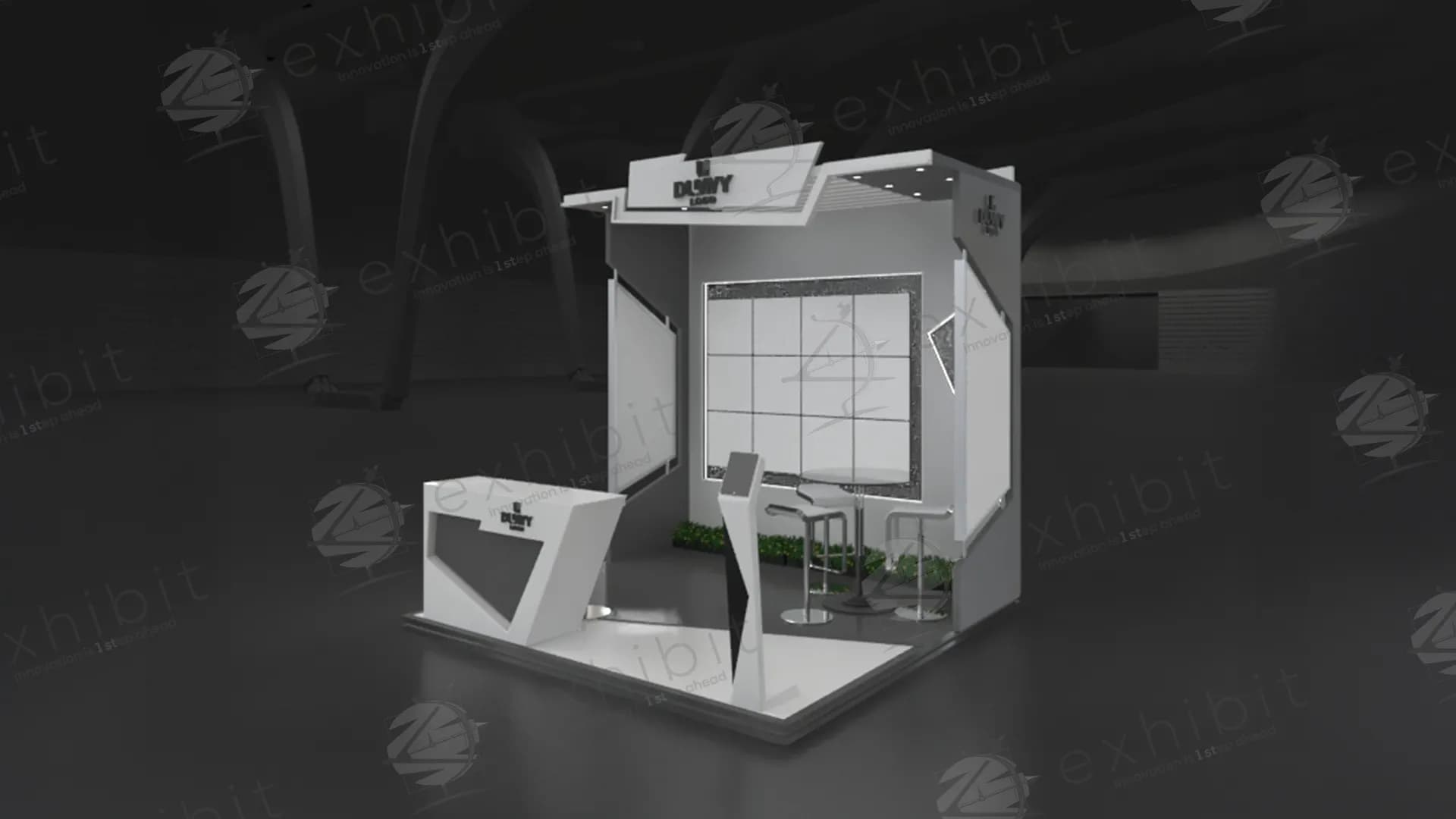 Architectural Straight Semi-Island 3x3 Booth