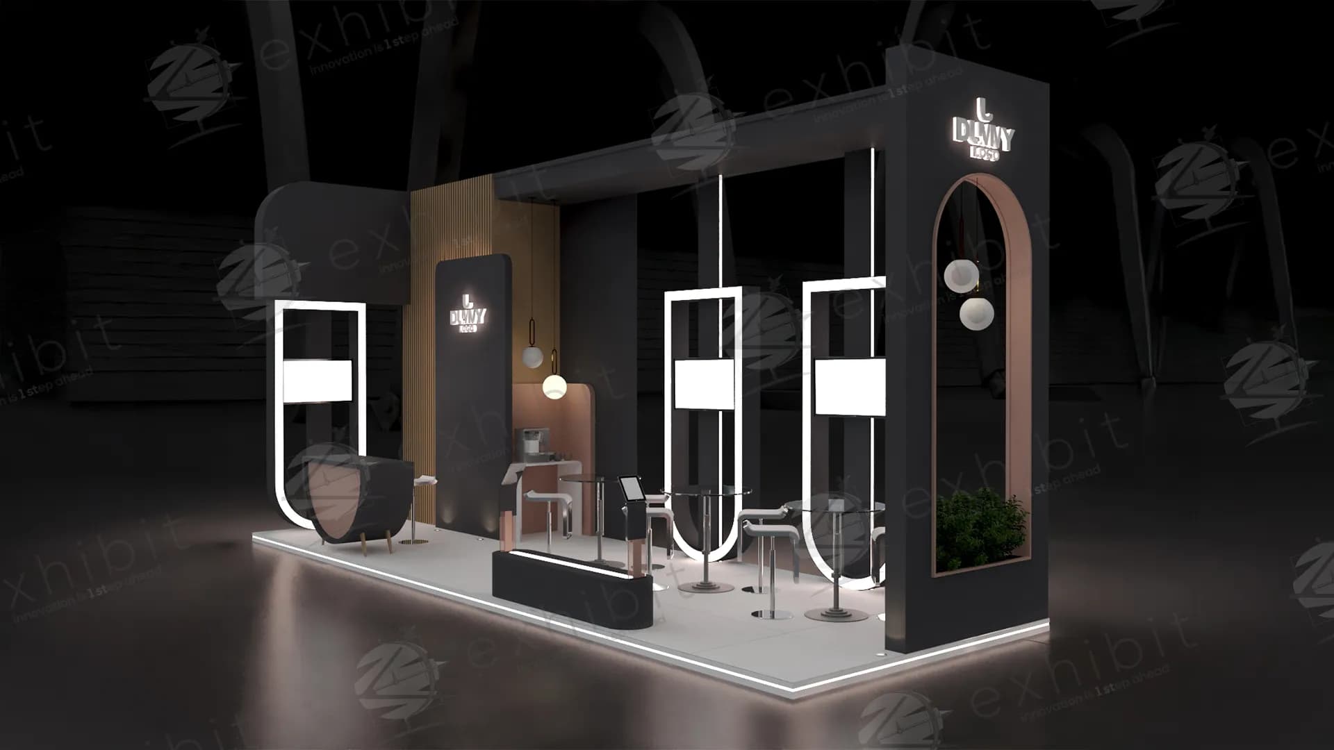 Noir Luxe Straight Semi-Island 3x9 Booth