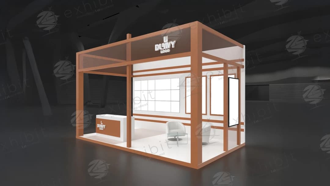 Terracotta Grid Straight Semi-Island 3x6 Booth