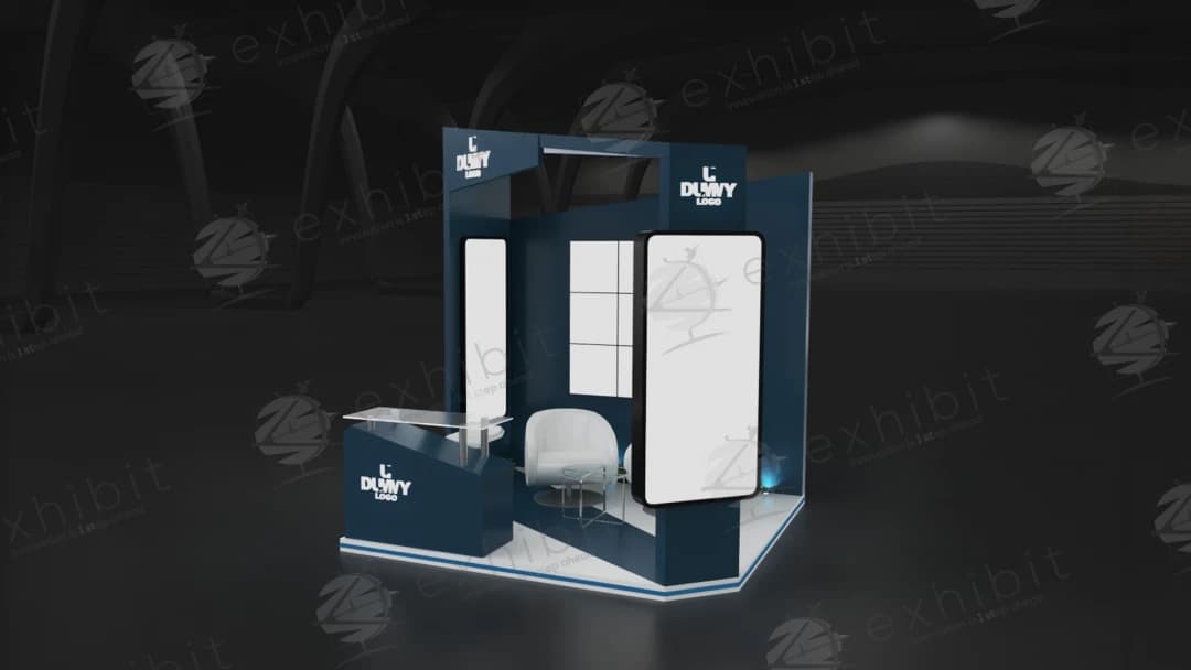 Cobalt Frame Straight Semi-Island 3x3 Booth