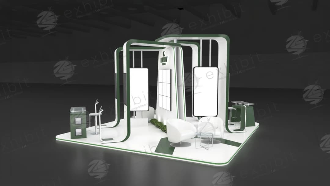 Jade Ribbon Curved Semi-Island 6x6 Booth