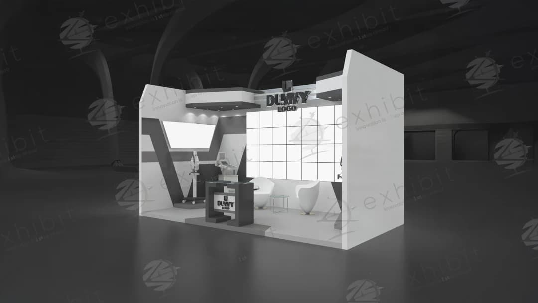 Vantage Chrome Straight Semi-Island 3x6 Booth