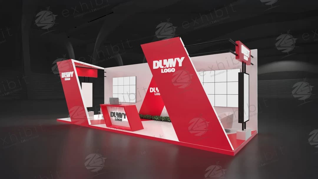 Crimson Vector Straight Semi-Island 3x9 Booth