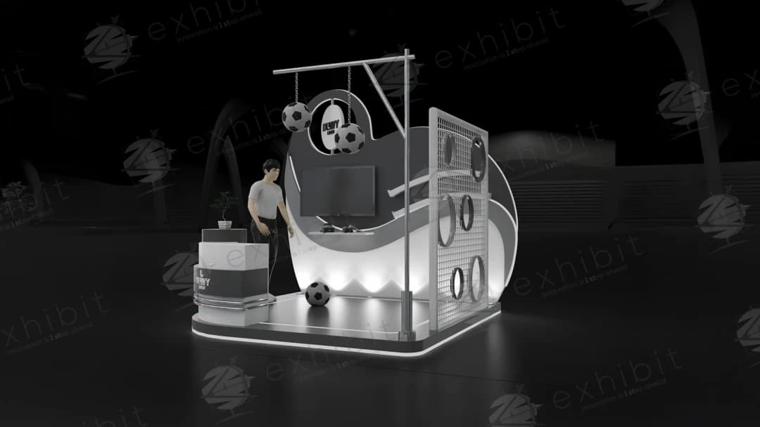 Interactive curved island 3x3 booth