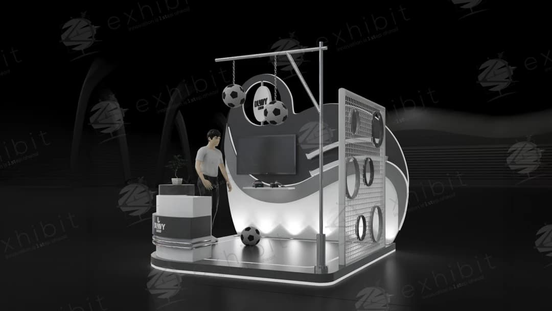 Striker Monochrome Curved Semi-Island 3x3 Booth