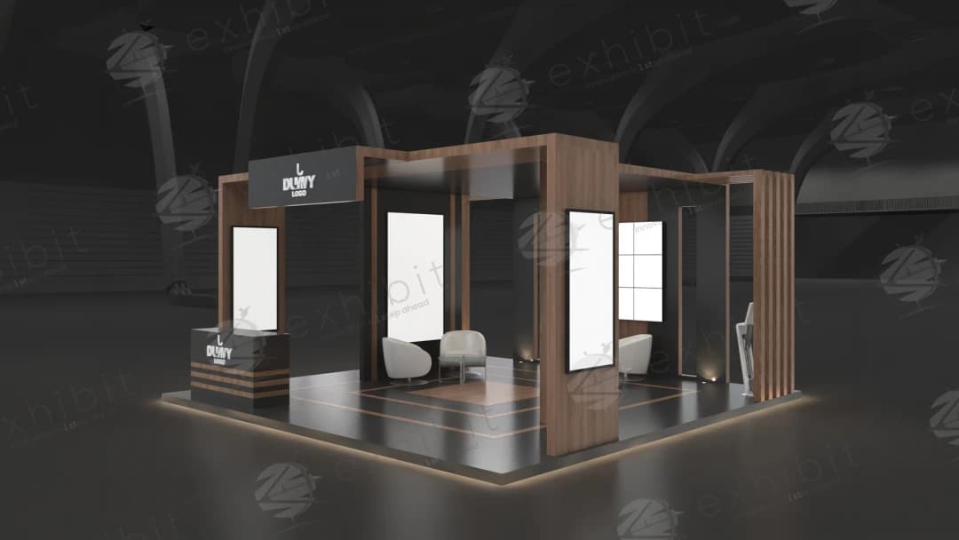 Walnut Colonnade Straight Semi-Island 6x6 Booth