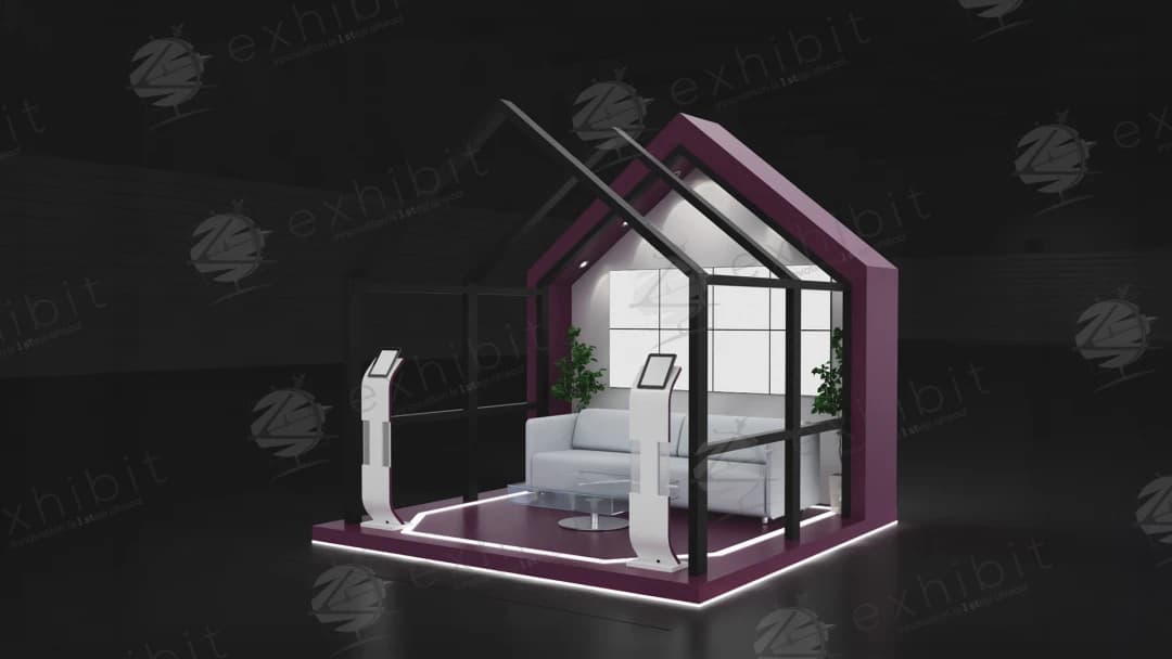 Plum Pavilion Straight Semi-Island 3x3 Booth