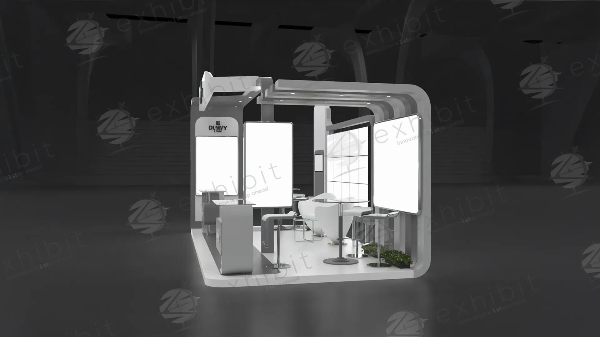 Screen Tower Straight Semi-Island 3X6 Booth
