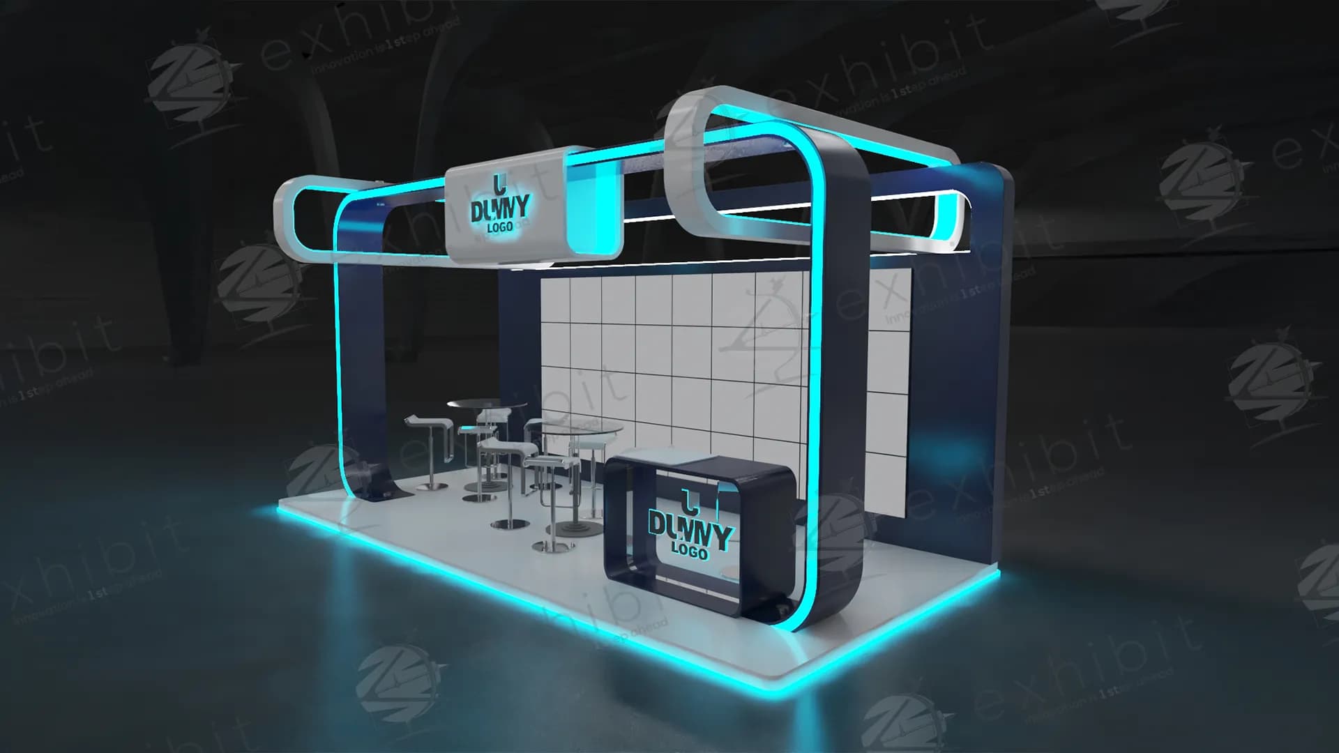 Tiered Curved Semi-Island 3x6 Booth