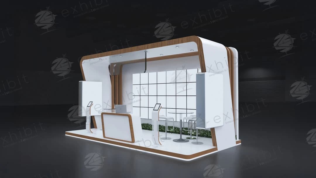 Walnut Portal Straight Semi-Island 3x6 Booth