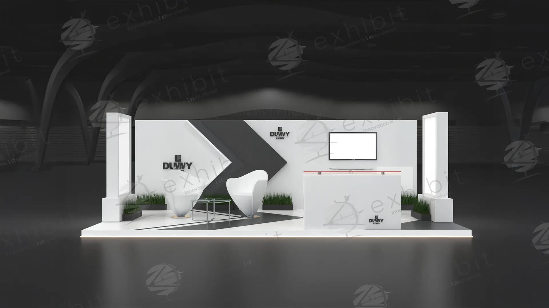 Slate Arrow Straight Semi-Island 3x6 Booth