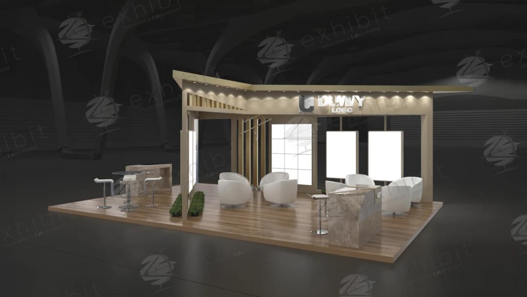Marble Lounge Straight Semi-Island 6x9 Booth