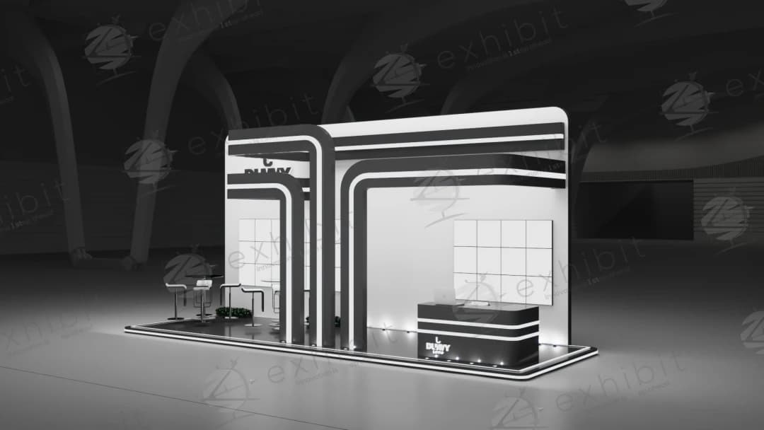 Creative Layered Straight Semi-Island 3x9 Booth