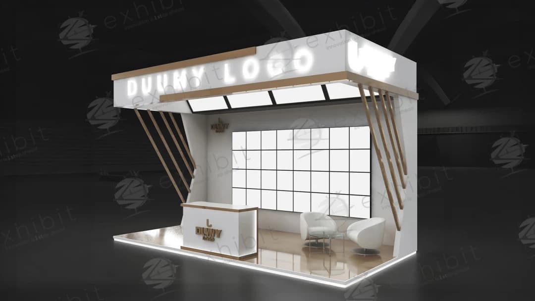 Louver Grid Straight Semi-Island 3x6 Booth