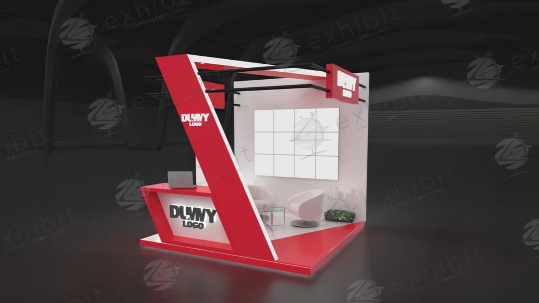 Crimson Vector Straight Semi-Island 3x3 Booth