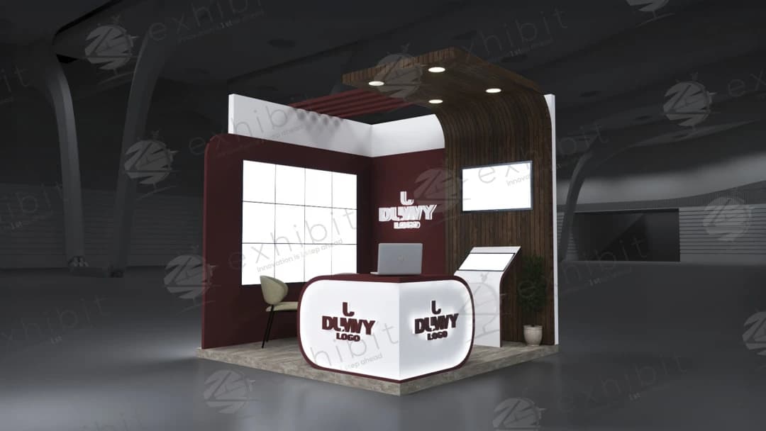 Merlot Timber Curved Semi-Island 3x3 Booth
