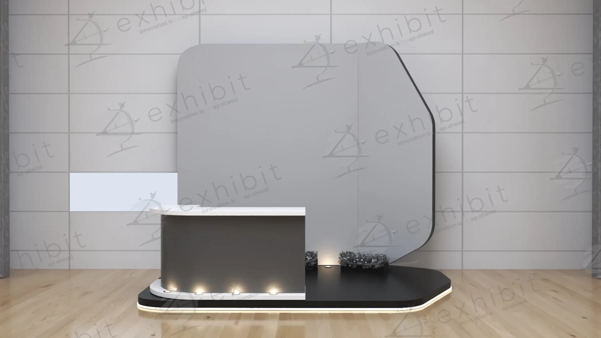 Asymmetric Curved Registration Desk