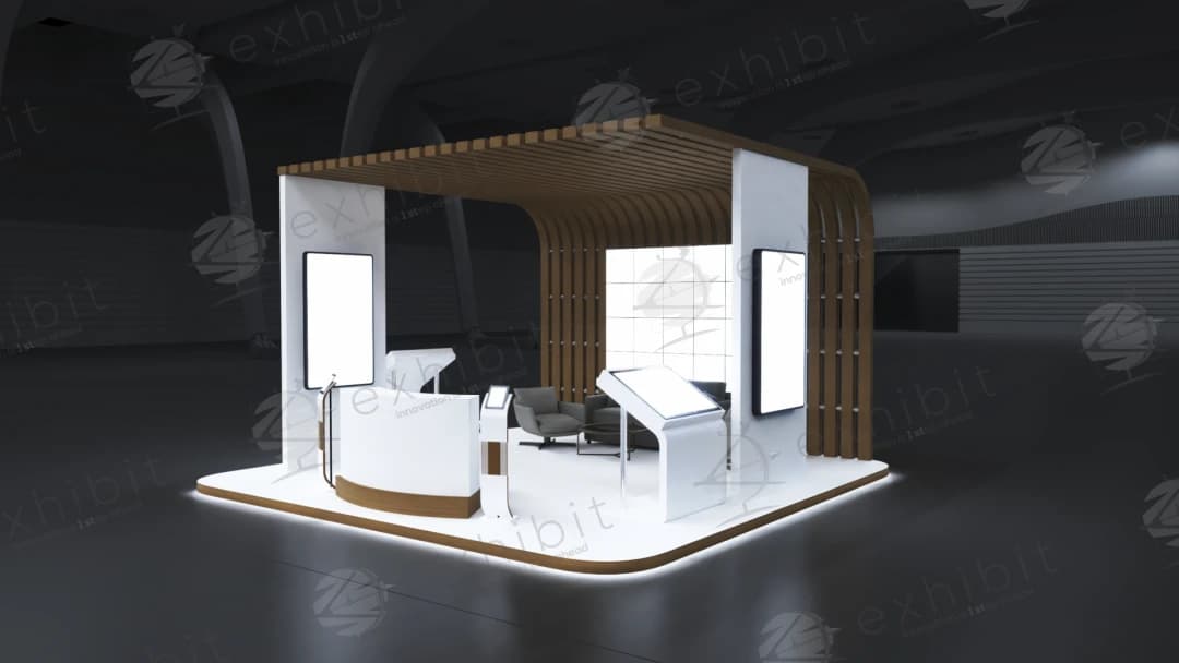 Ribbed Waterfall Straight Semi-Island 6x6 Booth