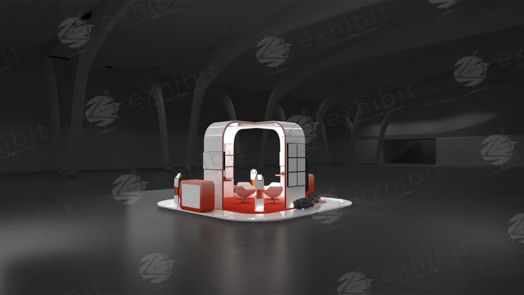 Capsule Lounge Curved Island 6x6 Booth